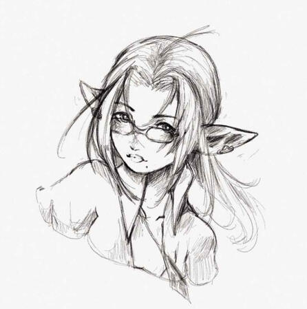 A portrait drawn by an artist Varinia met in Eorzea by the name of Glorb_King.